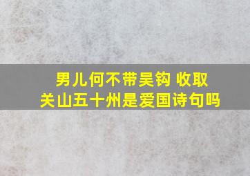 男儿何不带吴钩 收取关山五十州是爱国诗句吗